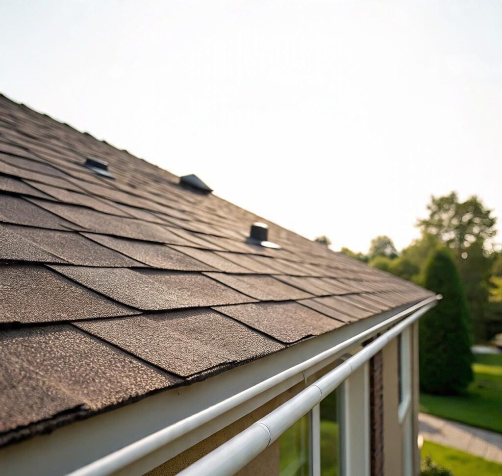 Clean house roof with clear gutters in Melbourne under sunny sky